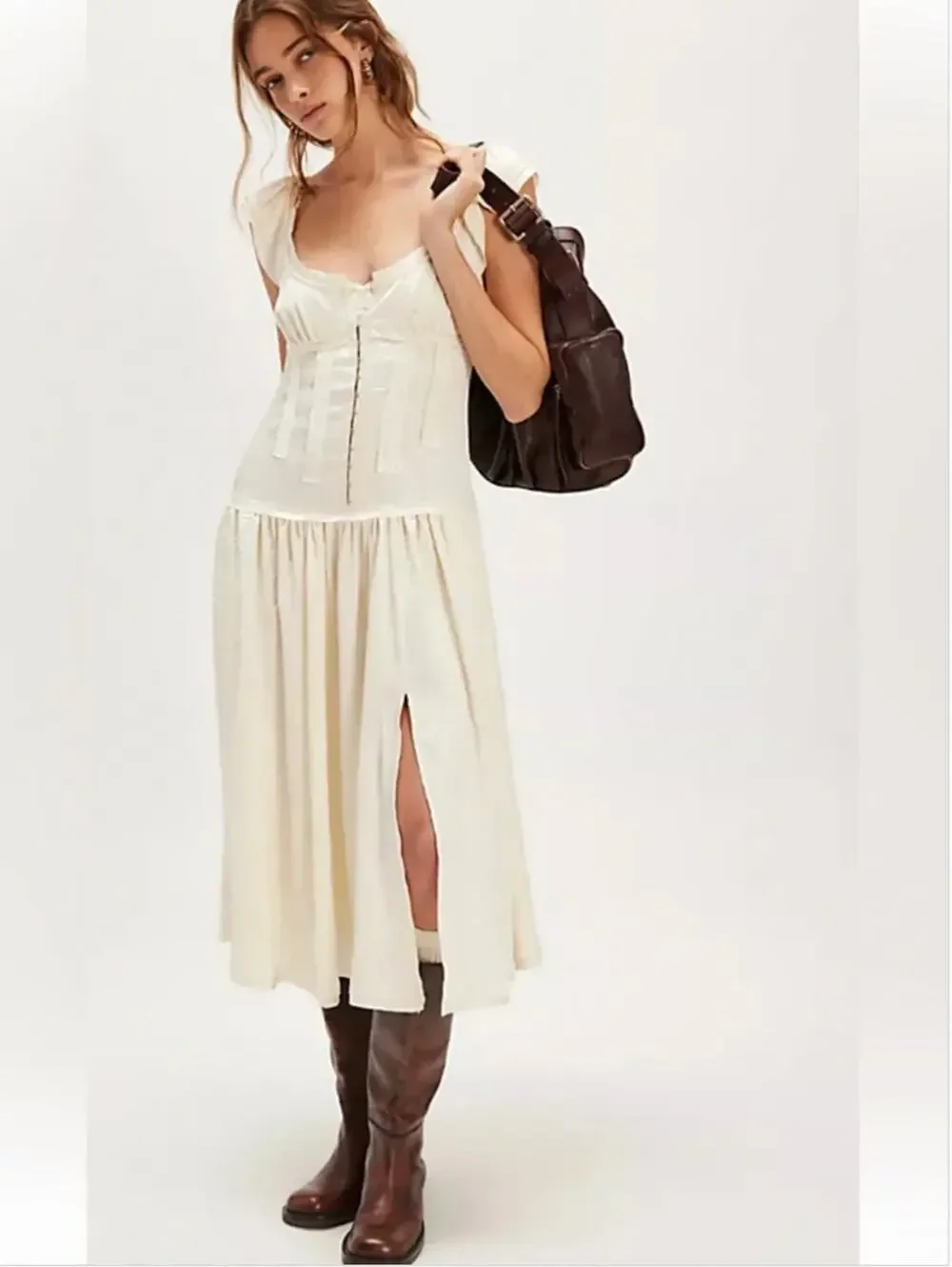 Free People Loveday Midi Dress Free People x Revolve Boho Bohemian Ivory